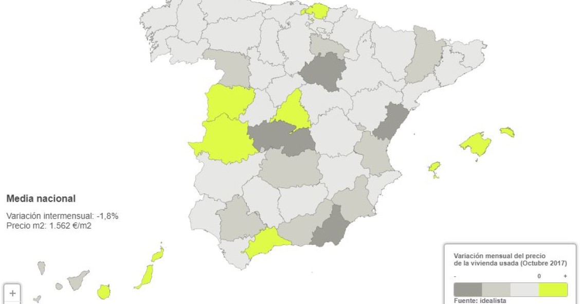 El precio de la vivienda usada cae un 1,8% en octubre: solo 7 provincias registran subidas