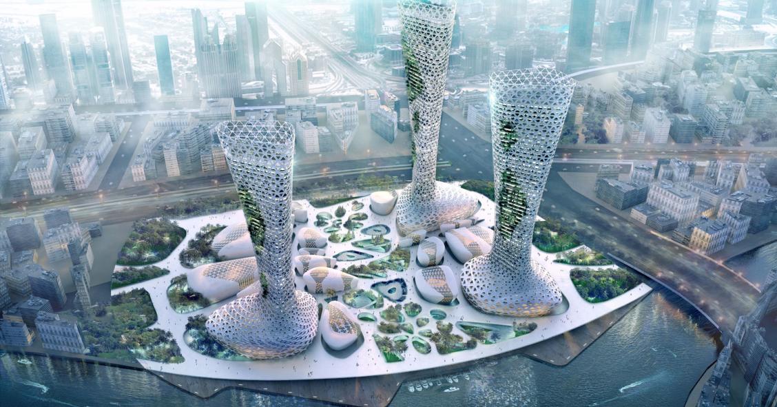 The Symbiotic Towers, tres rascacielos con los que mitigar el calor de Dubái 