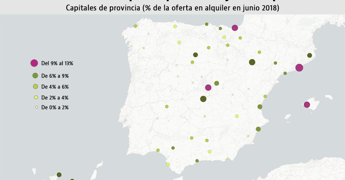 Crece el número de pisos en alquiler que rebajan su precio en las ciudades más caras