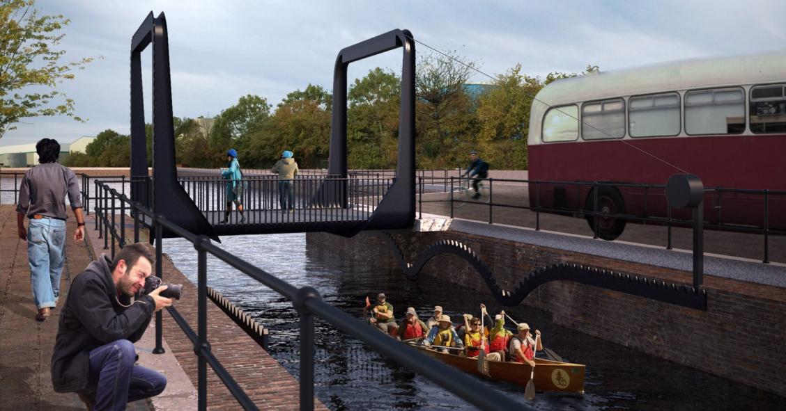 Este peculiar puente rodante ayudará a revitalizar un antiguo muelle abandonado de Londres