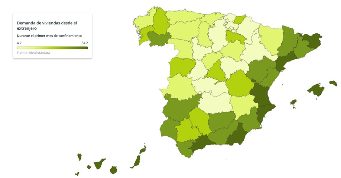 La demanda extranjera de vivienda gana peso en el primer mes de confinamiento