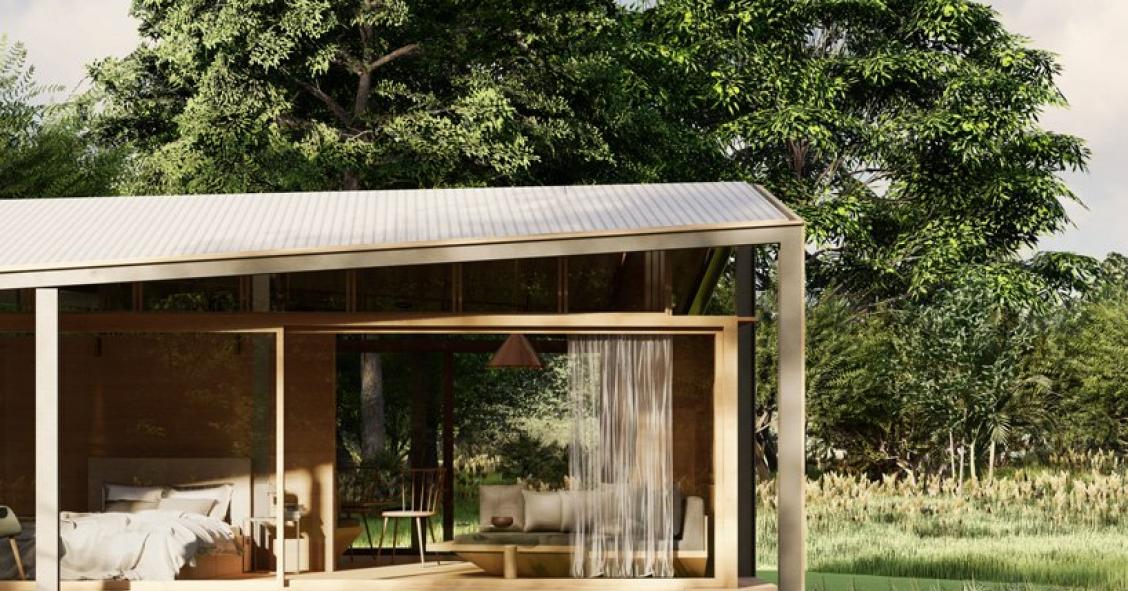Una casa prefabricada de madera y materiales reciclados para vivir en plena naturaleza en Bali