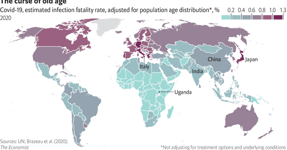 Imagen del día: Los países desarrollados más vulnerables al covid-19 (por la edad de su población)
