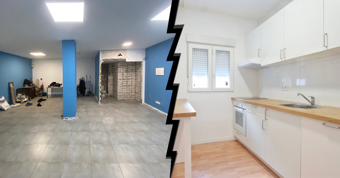 El antes y después de una oficina de los 70 reconvertida en un piso de 56 m2
