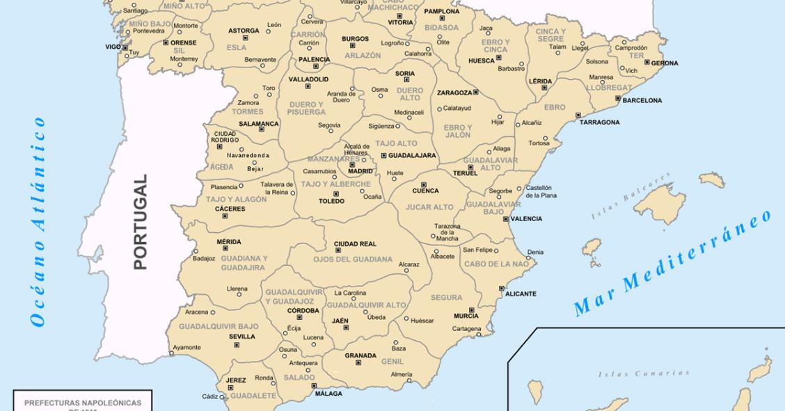 El mapa provincial que Napoleón quería para España en 1810