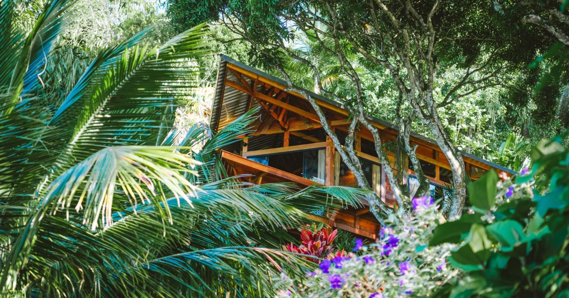 Una casa con forma de barco escondida en los bosques tropicales de Brasil