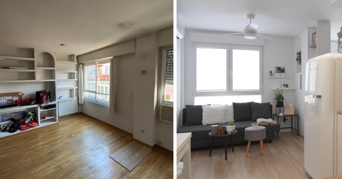 antes y después del salón