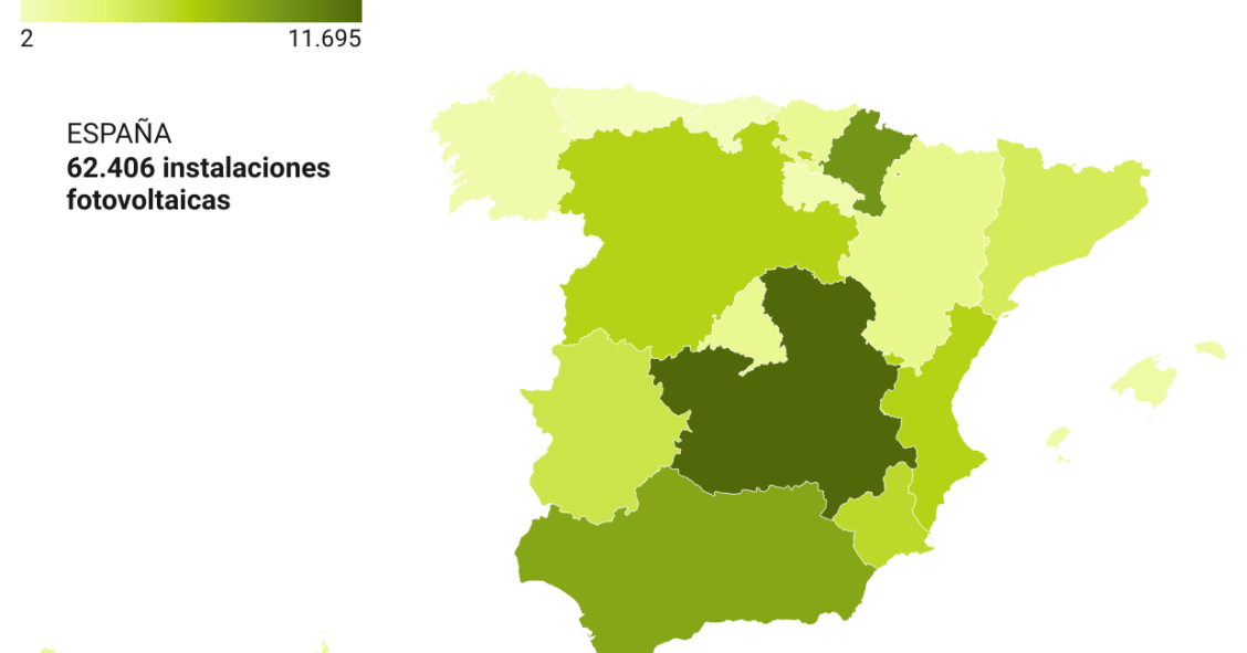 El mapa de las CCAA con más instalaciones de paneles solares en España