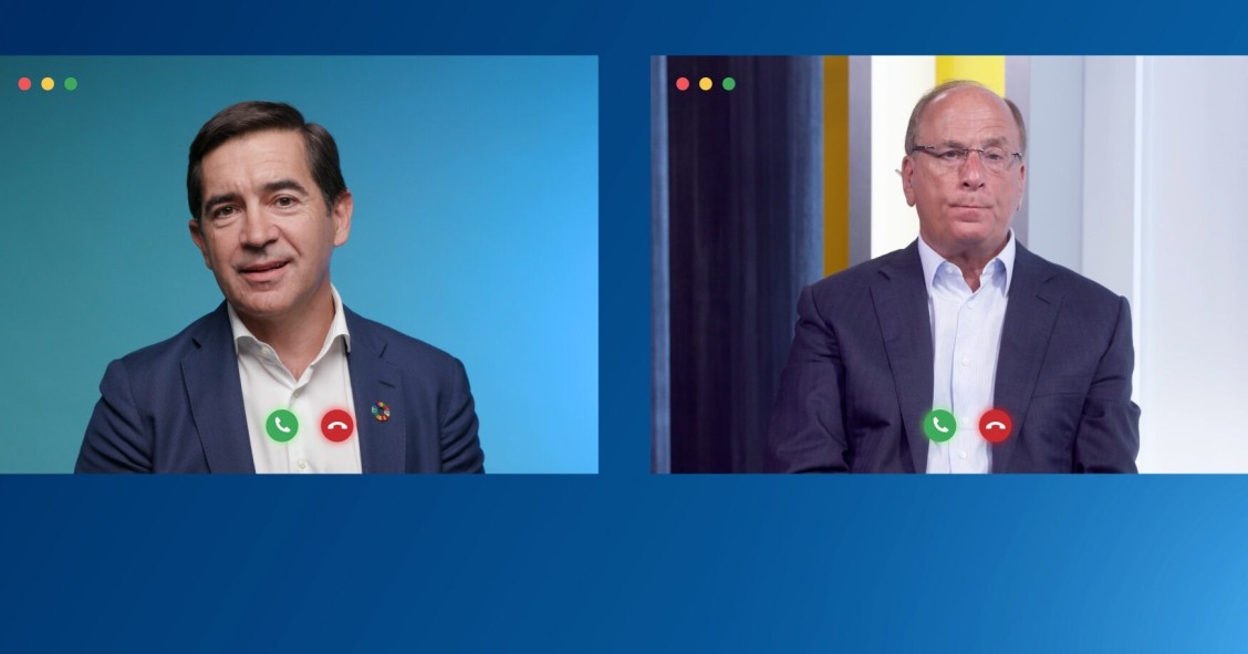 El presidente de BBVA, Carlos Torres Vila, y el consejero delegado de BlackRock, Larry Fink