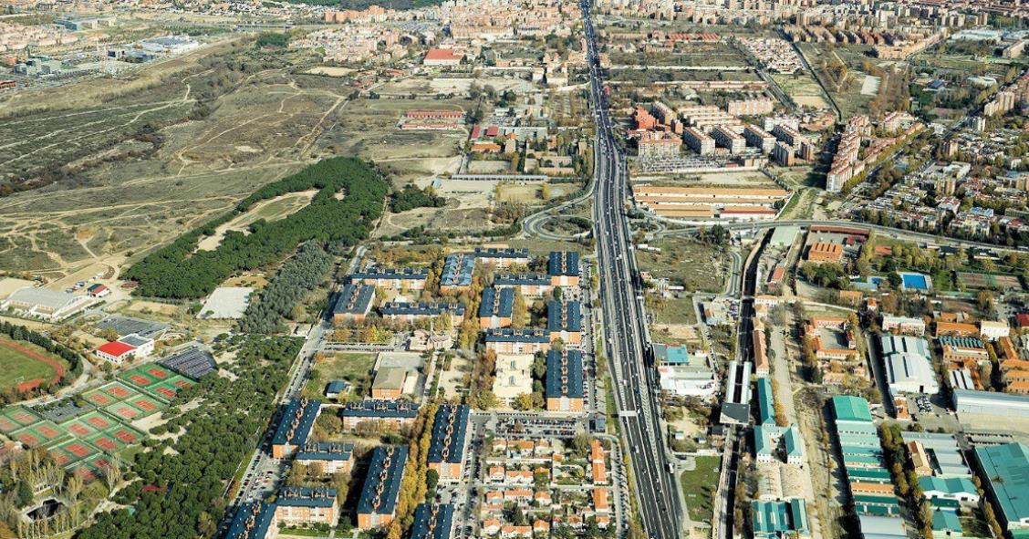 Vista aérea de la Operación Campamento en Madrid