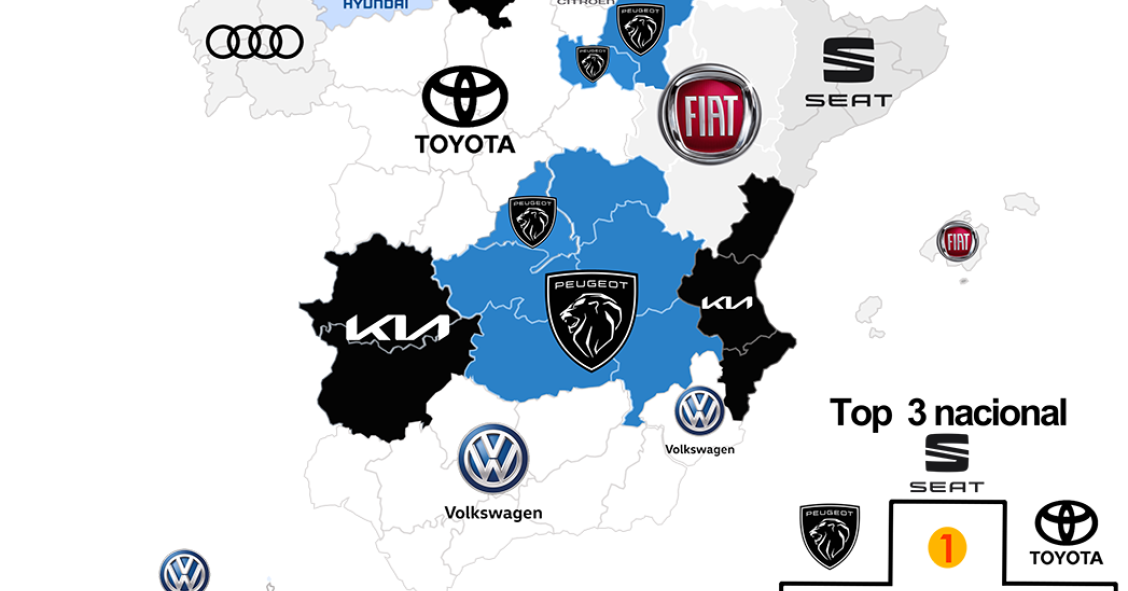Mapa venta de coches por CCAA