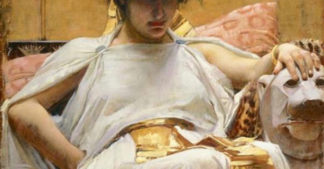 Detalle del cuadro Cleopatra, pintado por John William Waterhouse en 1888