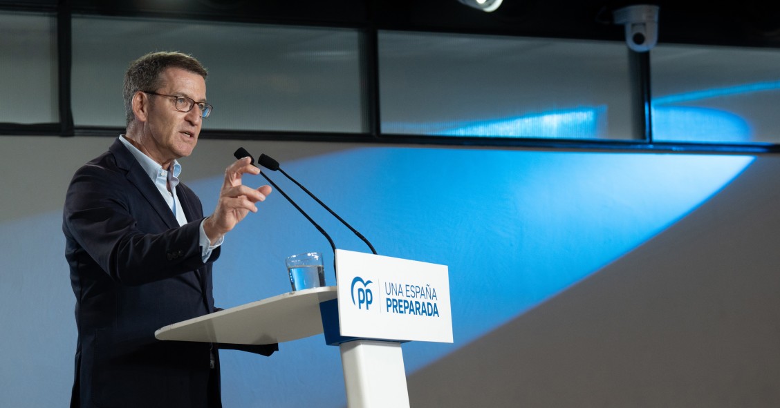 El presidente del PP, Alberto Núñez Feijóo, participa en un acto sectorial del Partido Popular sobre economía, en Casa Seat, a 26 de junio de 2023, en Barcelona, Catalunya (España).
