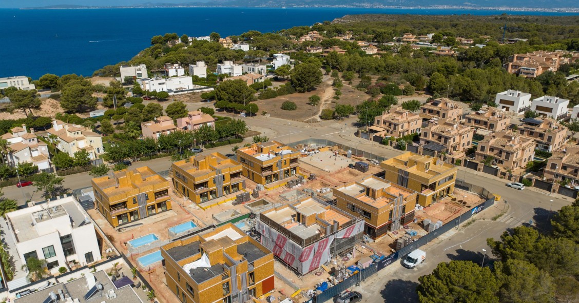 Viviendas en construcción de la promoción Eneida Views de Aedas Homes en Mallorca
