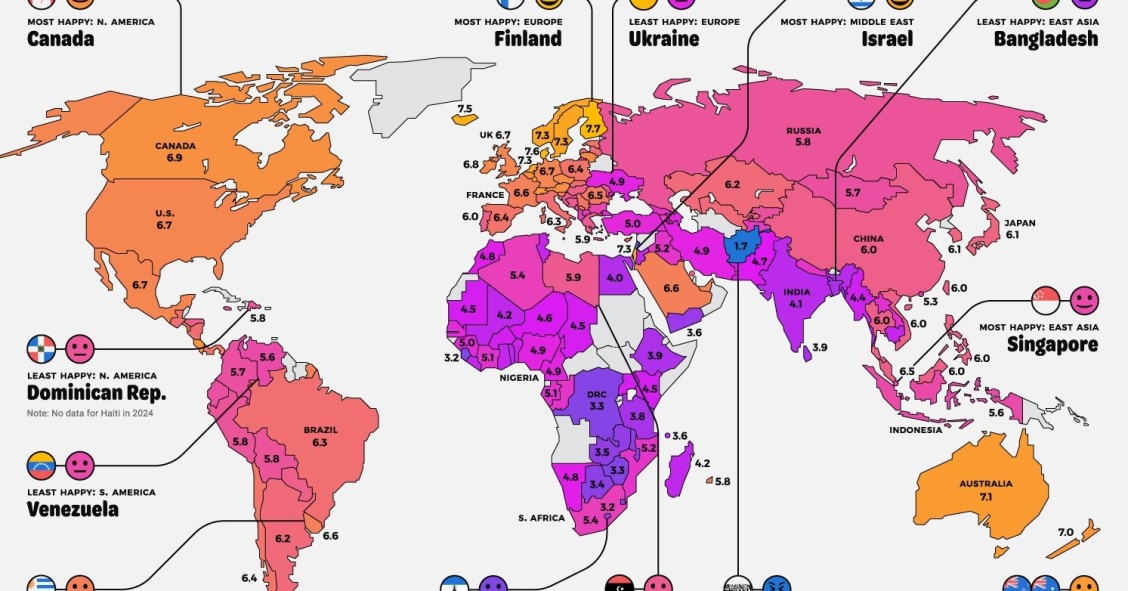 Ranking 2024 de países más felices del mundo 