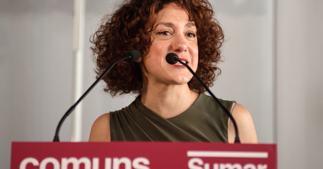 La portavoz de En Comú Podem en el Congreso, Aina Vidal, interviene durante un mitin de los Comuns, en el Palau de Congressos, a 5 de mayo de 2024, en Tarragona, Catalunya (España). 