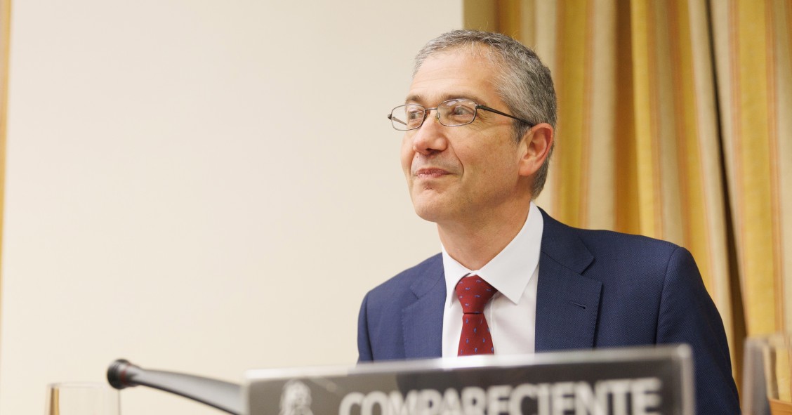 Archivo - El gobernador del Banco de España, Pablo Hernández de Cos, durante la Comisión de Asuntos Económicos y Transformación Digital, en el Congreso de los Diputados