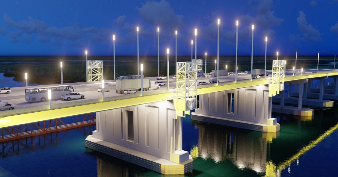 Imagen renderizada del puente sobre el río Calcasieu