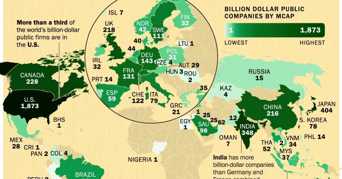 Dónde están las empresas mejor cotizadas del planeta en 2025