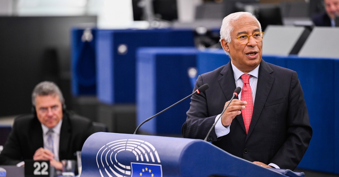 El presidente del Consejo Europeo, António Costa, interviene en un debate en el pleno del Parlamento Europeo celebrado en Estrasburgo (Francia).