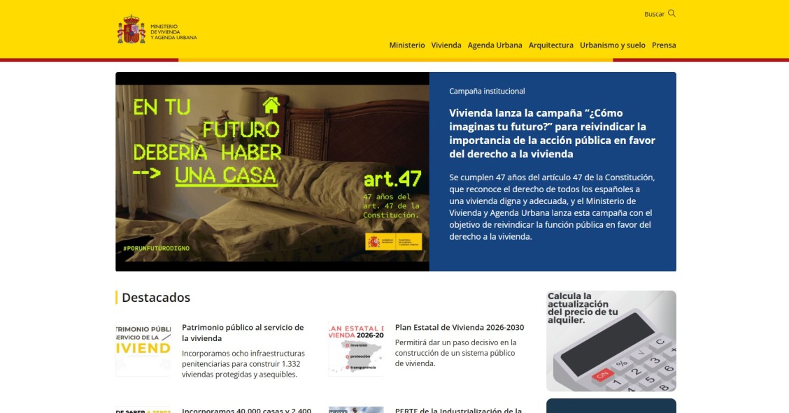 Página web oficial del Ministerio de Vivienda y Agenda Urbana