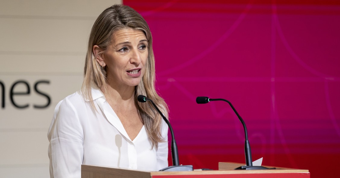 La vicepresidenta segunda y ministra de Trabajo y Economía Social, Yolanda Díaz, inaugura el acto de conmemoración del 40º aniversario del programa TándEM en la Galería de las Colecciones Reales