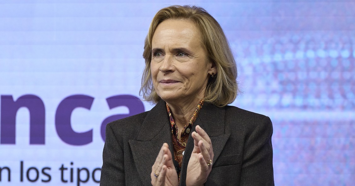 La consejera delegada de Bankinter, Gloria Ortiz, durante el VIII Foro Banca, a 25 de noviembre de 2025, en Madrid (España).