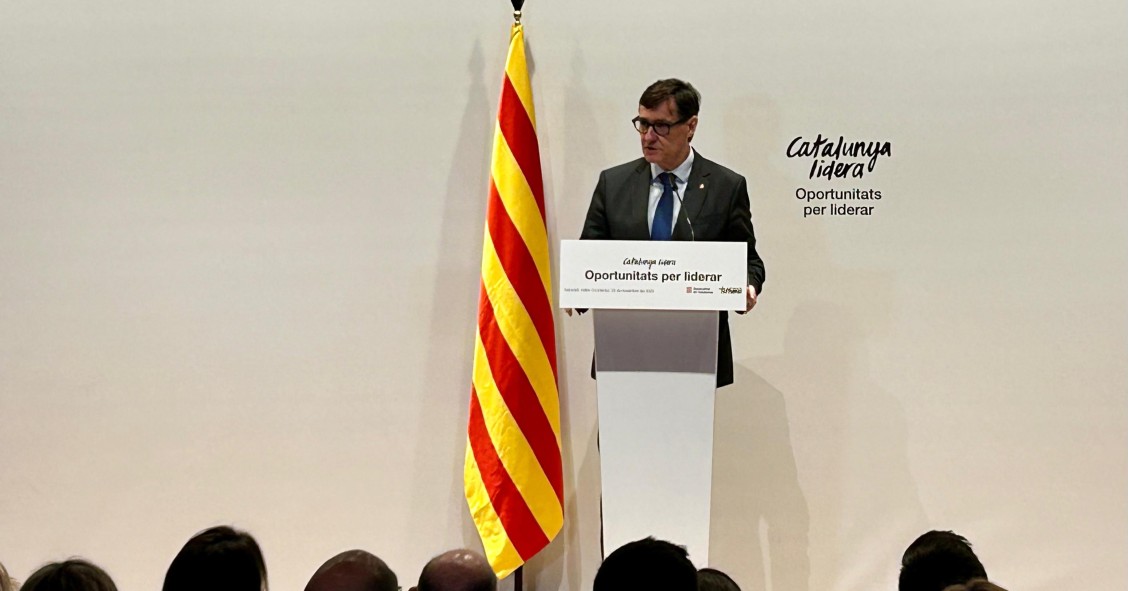 El presidente de la Generalitat, Salvador Illa, durante una conferencia en Sabadell (Barcelona)