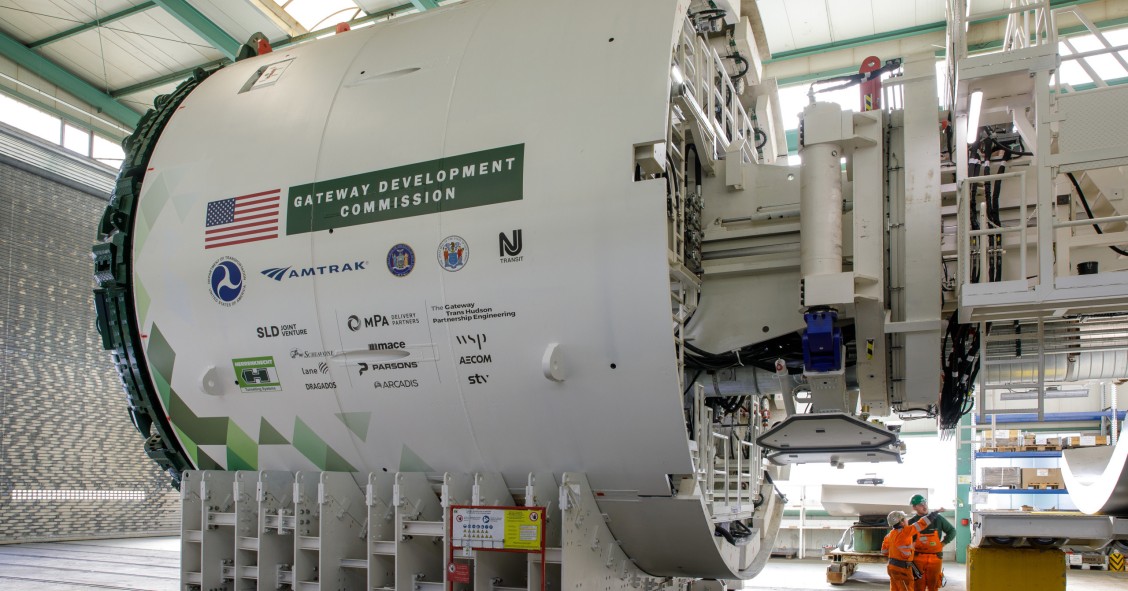 Máquina perforadora del proyecto de Nueva York sobre el río Hudson