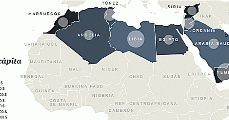 Imagen del día: PIB per cápita de los países del norte de áfrica y oriente medio