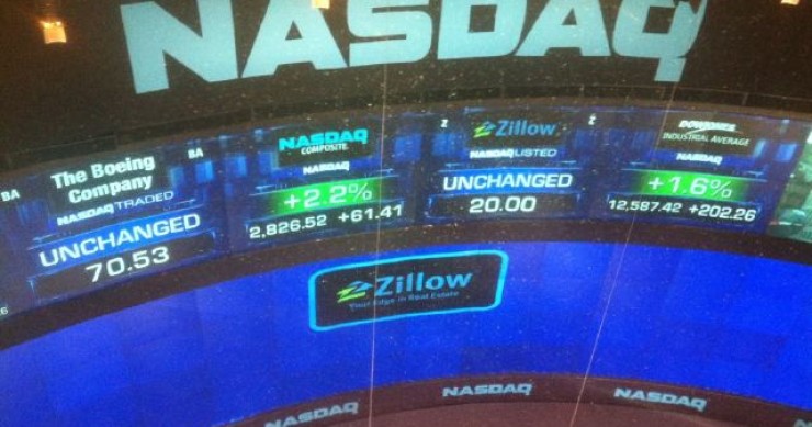 fotografía del estreno de hoy de zillow.com difundida por Spencer Rascoff, consejero delegado del portal Zillow.com se dispara en su salida a bolsa