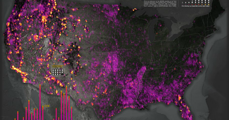Imagen del día: mapa de los mayores incendios en eeuu desde 2001