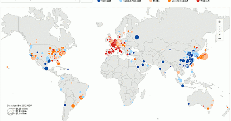 Imagen del día: comportamiento económico de las 300 ciudades más importantes del mundo