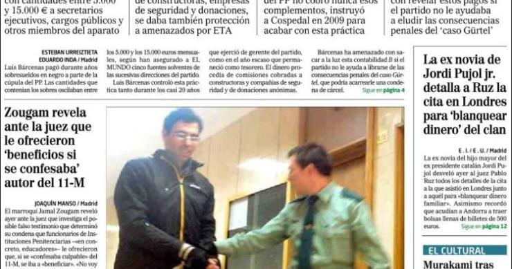 Bárcenas pagaba sobresueldos en dinero negro a algunos miembros de la ex cúpula del pp