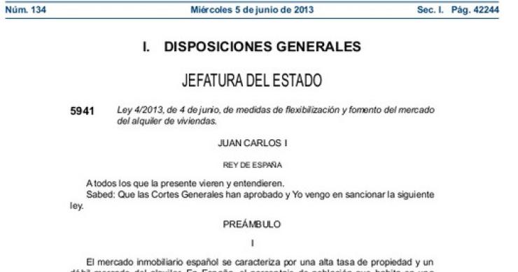 La nueva ley de fomento del alquiler entra hoy en vigor
