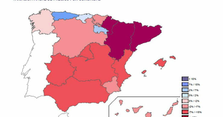 Las ccaa donde más bajó el precio de la vivienda en el segundo trimestre (mapa)