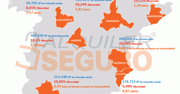 Mapa de las viviendas vacías y del alquiler en España