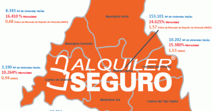 Mapa de las viviendas vacías y de la morosidad en el alquiler en la comunidad de Madrid