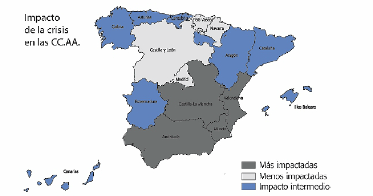  La crisis se ceba con las autonomías que más apostaron por el ladrillo