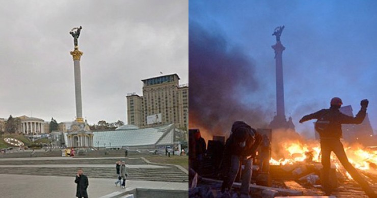 Las impactantes imágenes de kiev antes y después de los disturbios (fotos)