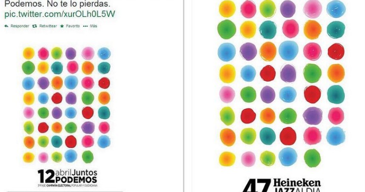 Imagen del día: plagio de un cartel cultural del gobierno donostiarra por el partido político ‘podemos ‘