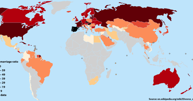 Imagen del día: Bélgica, España y Portugal, los países del mundo con mayor tasa de divorcios