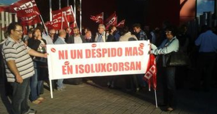 concentración de los trabajadores de Isolux Corsán (fuente: CCOO) concentración de los trabajadores de Isolux Corsán (fuente: CCOO)