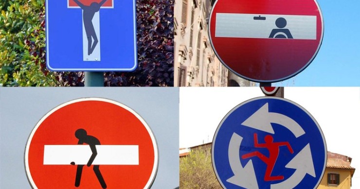 La ciudad, un museo: conoce al artista que convierte las señales de tráfico en ingeniosas obras de arte