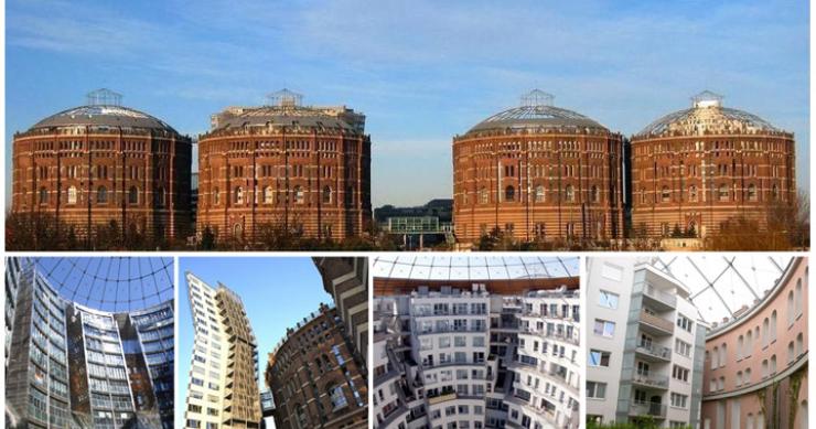 Vivir dentro un gasómetro en la palaciega Viena (fotos)