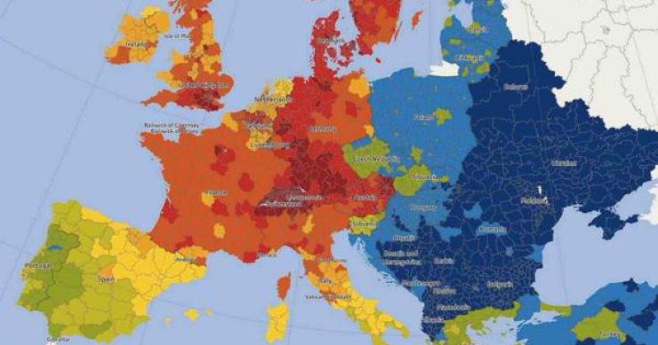 Imagen del día: Europa está dividida en tres grandes zonas según el poder adquisitivo de sus habitantes