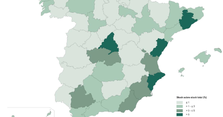 Mapa del stock de vivienda sobre el total Mapa del stock de vivienda sobre el total