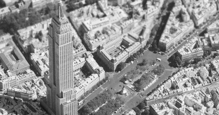 arquitectura de Nueva York y París mezclada