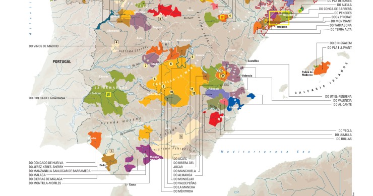Imagen del día: el mapa de las denominaciones de origen del vino en España