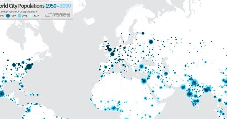 La explosión de las ciudades: seis décadas de crecimiento urbano, en un solo mapa